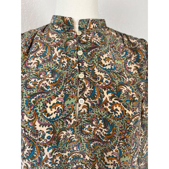 Vanessa Bruno Top Womens FR 38 US 6 Paisley Silk Blend Luxury Minimalist Preppy - Picture 3 of 12